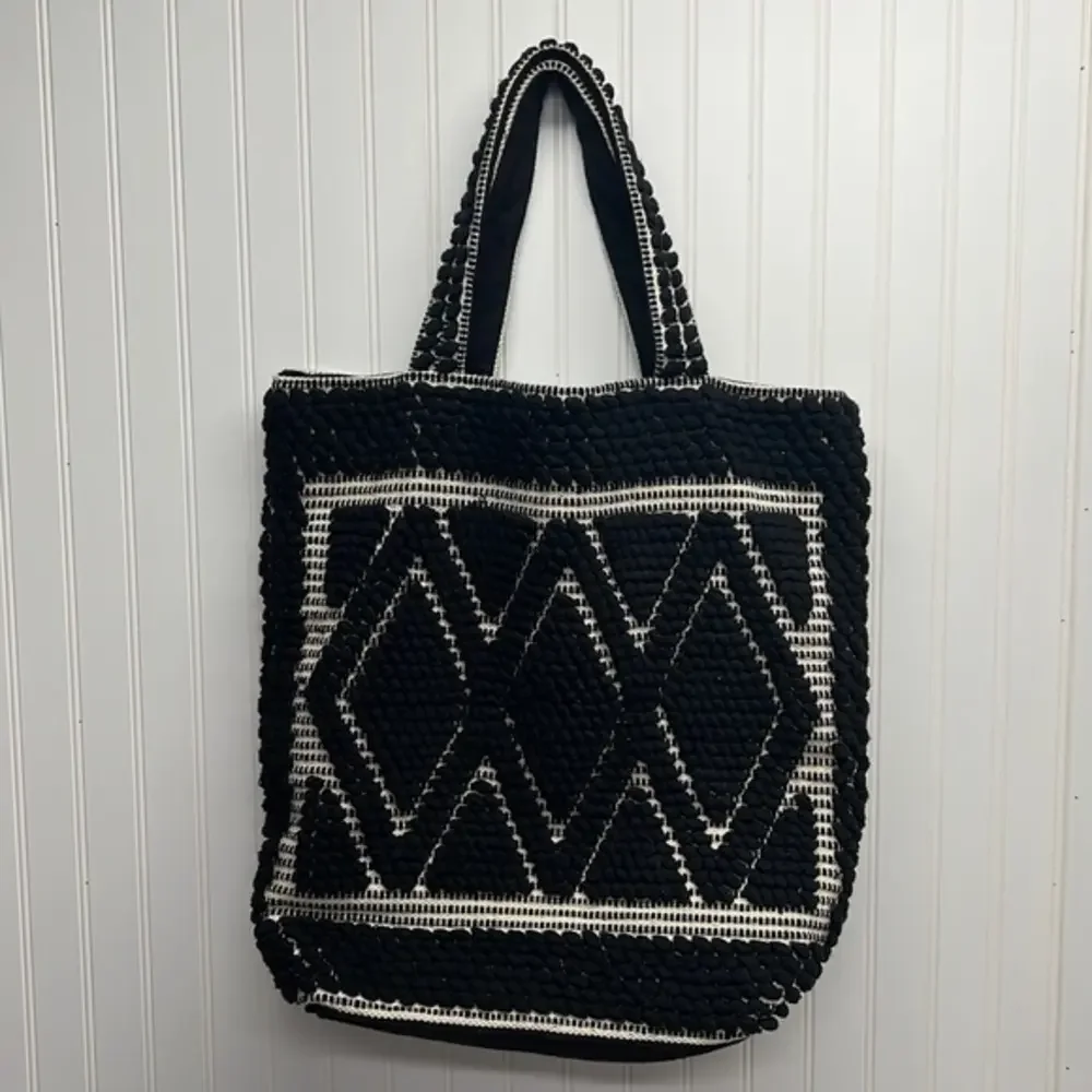 Knobby knit triple diamond‎ large canvas tote